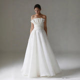 Brased And Light Wedding Dress 2025 New White Sen Series Simple Bridal Light Wedding Dress HZ0517