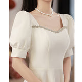 White Evening Dress Small Man Wedding Dress Certificate Registration Small White Dress Birthday Party Engagement Dress White HZ0517