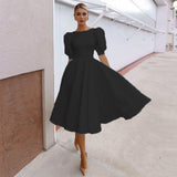 2026 New Solid-Colored Women's Dress Fashion Sexy Big Swing Short Sleeve Small Dress Dress HZ0517