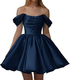 New Word Shoulder Ball Evening Dress 2026 Summer Short Foldless Shoulder-Free Party Adult Dress HZ0517