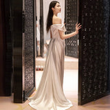 French Word Shoulder Light Wedding Dress 2026 New Bridal Temperament Simple Vertine Face To Go Out To Greet The Dress Woman HZ0517