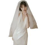 V-Necked Light Wedding Dress 2026 New Sensian Yarn High-Endnity French Simple Temperament Light Luxury Dress Woman HZ0517