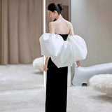Black Toast Dress Bride Senior Famous Banquet Fishtail Engagement Skirt Temperament Host Breast-Wearing Evening Dress Woman HZ0517