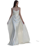 French Light Wedding Dress 2026 New Braping Niche Light Acetate Fascination Removable Engagement Welcome Yarn HZ0517