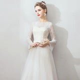 French Light Wedding Dress 2026 New Bridal Family Retro Long-Sleeved Wedding Dress Simple Thin Out Yarn Super Fairy HZ0517