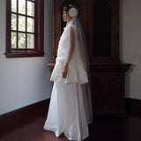French Light Wedding Dress Bridal Girl Flower Studio Dress Morning Dress Daily Certificate Registration Small White Dress HZ0517