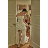 2026 New Sexy Temperament Brating Bride's Bridal Fetal Flowers Before The Long Tail Fairy Gas Trip Wedding Dress HZ0517