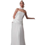 Light Wedding Dress 2026 New White Brat Niche Mesh Ribbon With Hanging Neck Banquet Dress Dress Dress HZ0517