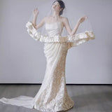 Lace Light Wedding Bride 2026 New Braped Fishtail Wedding Engagement Dress High Quality French Yarn HZ0517