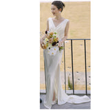 French-Style License Light Wedding Dress Sen Is A Simple Travel Shoot High-Level Small White Dress Welcome Out Of The Yarn Toast Dress HZ0517