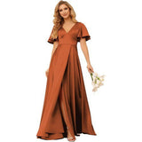 Sexy Dingy Evening Dress Deep V-Neck Side Open-Fork Ball Dress High-Waist Temperament Party Dress HZ0517