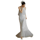 New Chinese Bride Morning Robe Engagement Evening Dress Gentle Temperament Hanging Neck Dress Sen Series Super Fairy Travel Shot Light Wedding Dress HZ0517