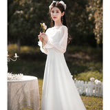 French-Style Sedation Light Wedding Dress Certificate Small White Dress Man Engagement Registration Can Usually Wear White Dress Woman HZ0517