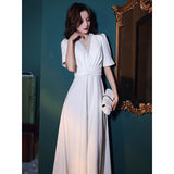 White Evening Dress Dress 2026 New Summer Banquet Temperament Long-Singed Elegant Sexy Lace Dress HZ0517