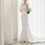 Bride Light Wedding Wedding Banquet Elegant Breast 2026 New Indoor Wedding Photo Simple Atmosphere Waist Fishtail Evening Dress HZ0517