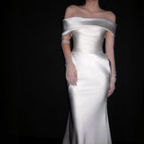 French Word Shoulder Light Wedding Dress With Simple Welcome To Go Out Yarn Super Fairy Temperament White Fishtail Dress HZ0517