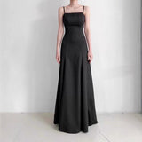 French Black Sling Temperament Banquet Evening Dress Female Birthday Wedding Engagement Simple Niche Dress Dress HZ0517