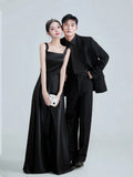 Korean-Style Stirling Simple Evening Dress Hepburn Style Banquet Temperament Studio Theme Couple Take Pictures Of Light Wedding Dress HZ0517