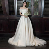 French Light Wedding Dress 2026 New Bridal Shoulder Lined With Small Yarn Welcome Wedding Dress Dress Dress HZ0517