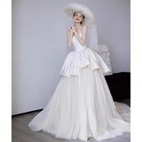 Brasing Light Dress Adult Ceremony High-Level Temperament Simple French Style Yarn Beauty Engagement Certificate Welcome Yarn HZ0517