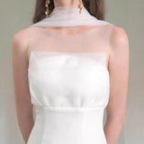 Light-Bosing Wedding Dress Dress Net Yarn Vest Fishtail Long Dress White Korean Dress Dress Dress Dress HZ0517