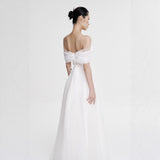 Korean Version Of Simple Breast-Shape Wedding Dress Super Fairy Retro Sweet White Travel Photo Wedding Dress Dress Woman HZ0517