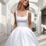 French Slings Light Wedding Dress High-Level Sense License Small White Skirts With Simple Outdoor Travel Photography Graduation Dress HZ0517