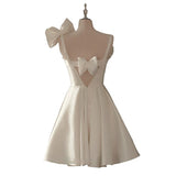 Sintered Hepburn Light Wedding Dress Short French First Love Dress Bow Hanging Back Engagement Certificate Dress HZ0517