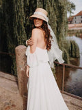 2026 Spring New Design Light Wedding Dress Retro Shoulder Simple Trend Travel Outdoor Wedding Dress HZ0517