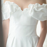 French-Style Linden Bridal Bride Simple Temperament Shoulder-To-Shoulder To Go Out Syarn Welcome Dress Dress Small HZ0517