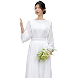 French Light Wedding Dress 2026 New Long Sleeve Simple Travel Shooting On The Exterior Of The Scene Of The Landscape Of The Super Fairy Welcome Guests Out Of The Yarn Thin HZ0517