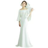 French-Style Denswear Wedding Dress 2026 Summer New Mori Family Retro Shooting Shoulder Simple Shoulder Small Tail Dress HZ0517