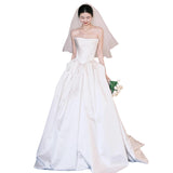 French Retro Light Wedding Dress With High-End Feel Bridal White Dress Engagement To Drag Out The Yarn Woman HZ0517