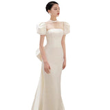 French Light Wedding Dress 2026 New Bridal Temperament Small Tail To Go Out To Welcome The Simple Fish-Tailed And Fasing Dress HZ0517