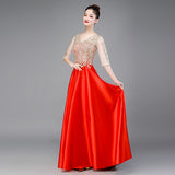 Color-Changing Big Choir Dress Red Song Competition Performance Dress Dress Shiny Chorus Atmospheric Evening Dress HZ0517