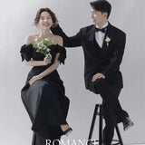 New Theme Evening Dress Vintage Vertiny Photo Black Wedding Couple Photo French Hepburn Style Dress HZ0517