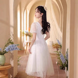 White French Evening Dress Female Fashion Banquet Fairy Temperament Summer Dress Daily Can Wear Graduation Ceremony HZ0517