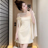 French Light Luxury Temperament Mesh Splicing Dress Women 2026 Summer New Elegant Waist Dress Dress Dress HZ0517