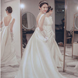 French-Style Seduced Light Wedding Dress 2026 Spring New Bride Simple White Bareback Welcome Simple Banquet Dress HZ0517
