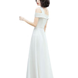 Evening Dress 2026 New Summer Temperament Long Banquet Light Luxury Niche White Dress HZ0517