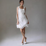 French Sling Light Wedding Dress 2025 New Bare Back Dress Bridal White Yarn Small Tail Evening Dress HZ0517