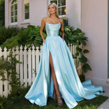 Evening Dress Dress Woman 2026 New Breast-Thmear Sexy Open-Fork Banquet Temperament Long Dress Host Birthday Dress HZ0517