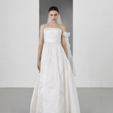 One-Word Shoulder White Chested Light Wedding Dress 2025 New Sleeveless Simple Waist-Duffed Temperament Seaside Holiday Dress HZ0517