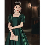 Ink Green Retro Dingy Evening Dress New Party Birthday Dress Dress French Niche Art Showsuit HZ0517