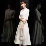 White Dress Women 2026 New Medium And Long Daily Wear Dress Marriage Certificate Registration Small White Dress HZ0517