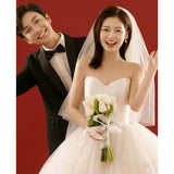 Korean-Style Densate Main Wedding Dress Small Bride Retro Go Out Yarn Studio Photo Light Yarn Bra Welcome Dress HZ0517