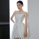 French Brao-Smeared Wedding Dress Bride Niche With A White Simple Temperament Dragging A Small Man Evening Dress HZ0517
