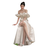 French Brao Light Wedding Dress 2026 New Bridal Temperament Simple Shoulder-Tailed Fish-Tailed And Vertinated Face Welcome Dress HZ0517