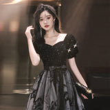 Black Lien Evening Dress 2026 Small Chinese Fengshui Ink Painting Annual Conference Dress Birthday Host Performance Dress HZ0517