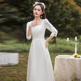 Certificate Registration French Light Wedding Dress 2026 New White Dress Bridesmaids Long-Sleeved Engagement Dress Woman HZ0517